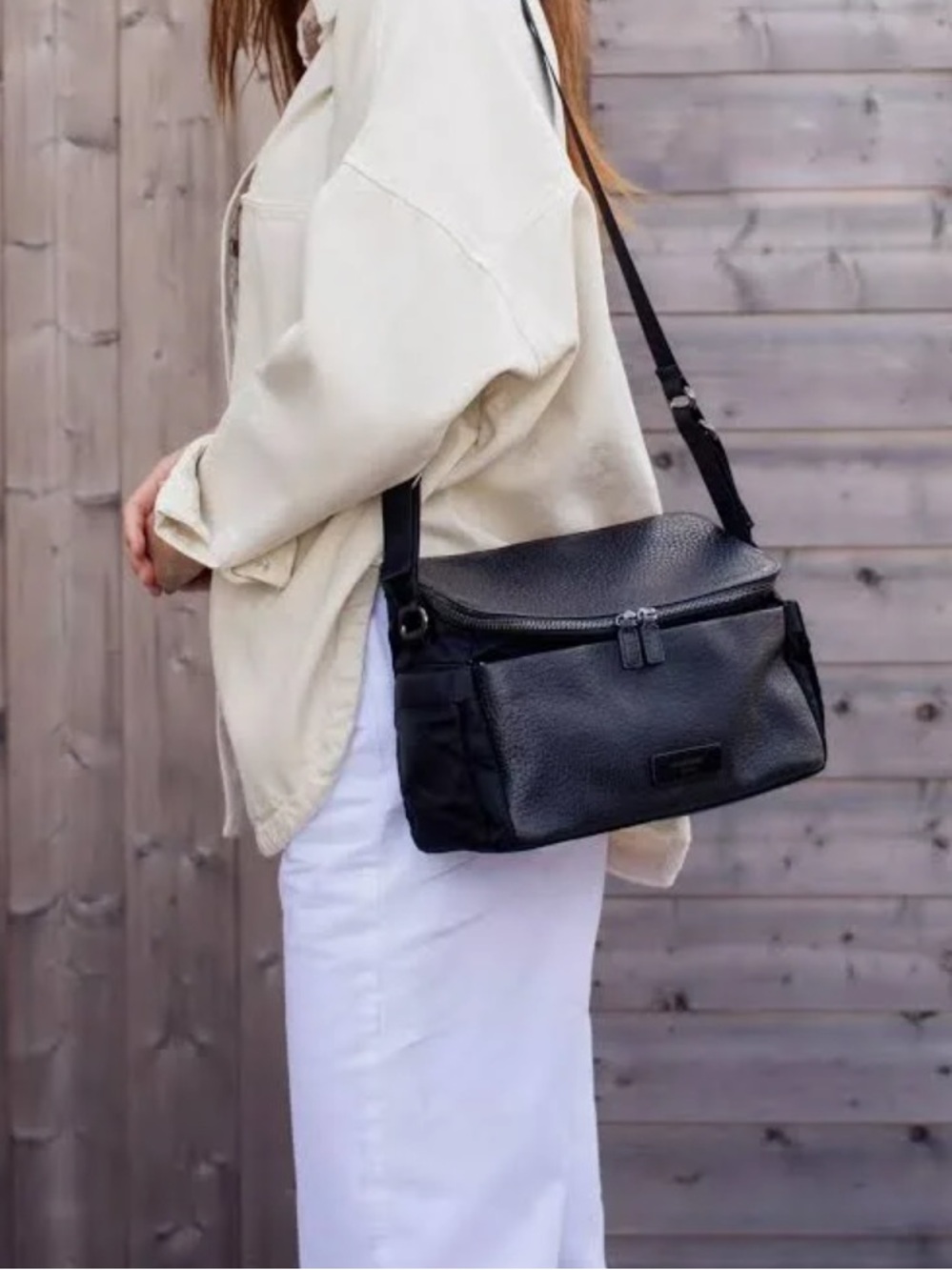 Storksak Alyssa Leather Stroller Bag in Black